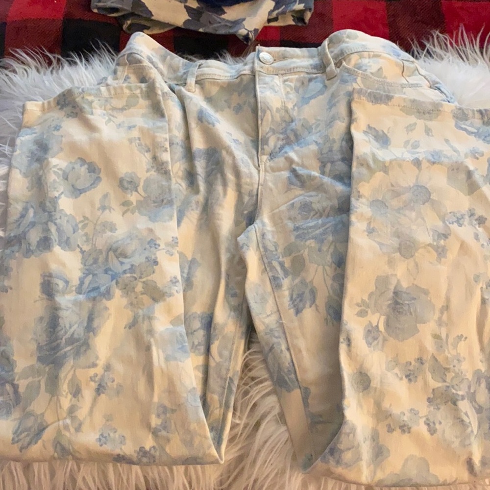 Chico’s rose pattern jeans